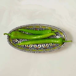 Azraq Patterned Oval Serving Dish, 30cm