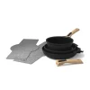 Cookut Lightweight Non-Stick 3 Piece Cookware Set with Detachable Handles, Black, BPA-Free