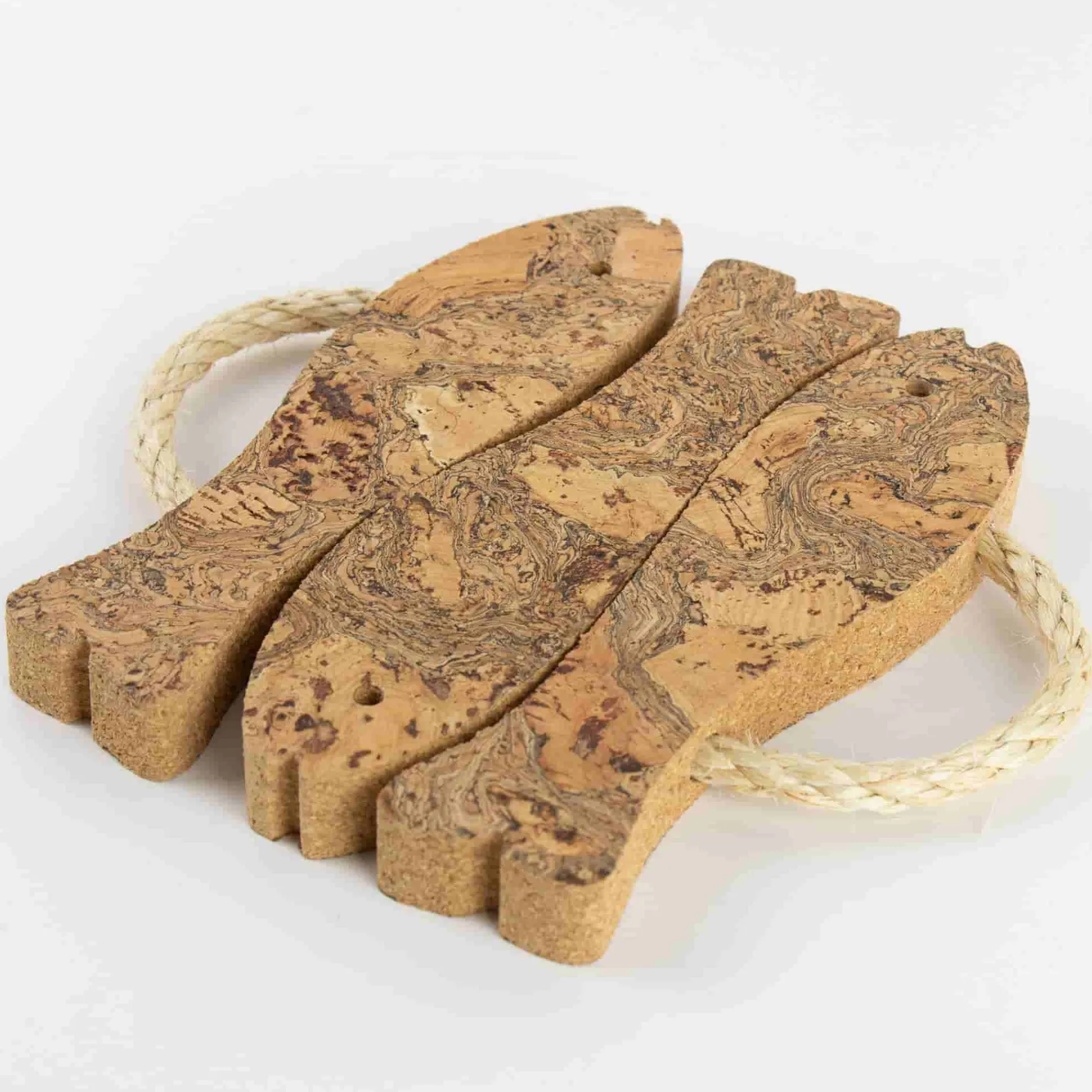 Marbled Cork Three Fish Trivet, 14cm