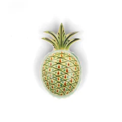 Mexican Hand Painted Green and Yellow Pineapple Large Plate, 23cm