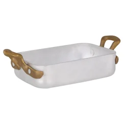 Mini Roasting Tray with Brass Handles for Serving, 15.5x9.5cm