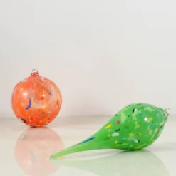 Murano Glass Decorative Teardrop Ornament, Green
