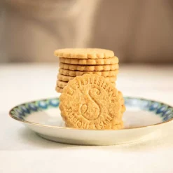 Short Dated La Sablesienne French Sable Biscuits in Sky Blue Floral Tin, 250g