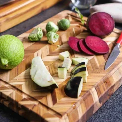 Teakhaus Herringbone Cutting Board Medium Thickness, Medium