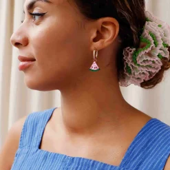 Wolf & Moon Watermelon Hoop Earrings